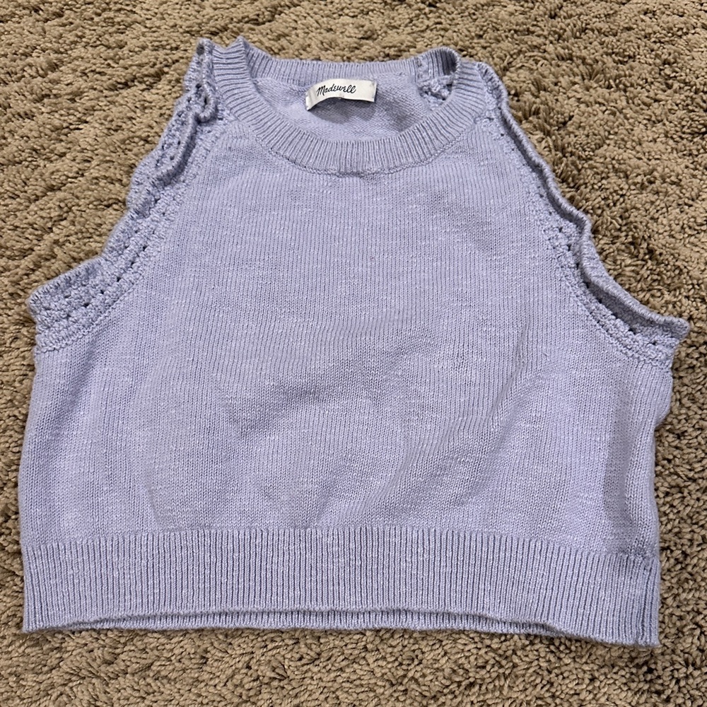 Madewell purple knit crochet tank top